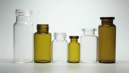 Medizinische oder kosmetische Flaschen aus klarem und bernsteinfarbenem Röhren- oder Formglas
