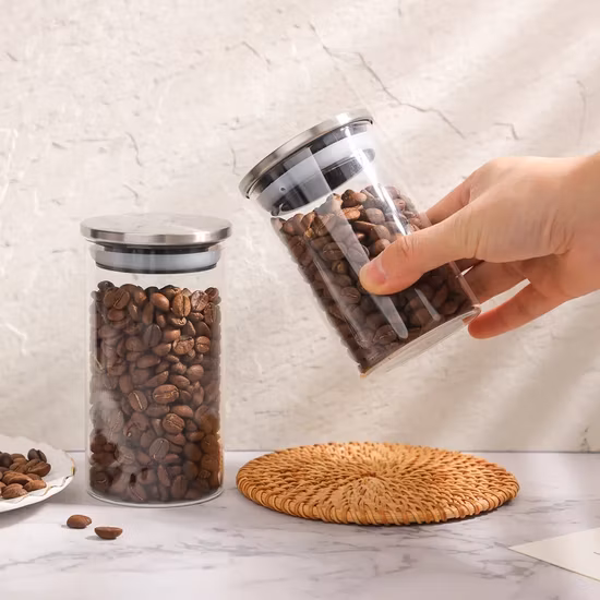1050 ml 35,5 Unzen luftdichter Kanister zur Kaffeeaufbewahrung aus Borosilikatglas
