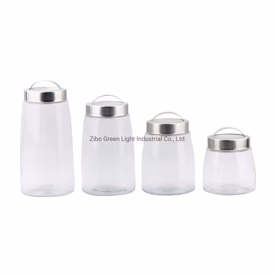 Klarglas-Lebensmittelbehälter mit Griffdeckel aus Edelstahl