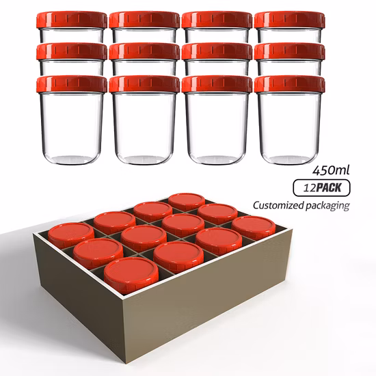 Hersteller Lagerung 450 ml leeres, klares, rundes, versiegeltes Glas-Einmachglas mit Deckel